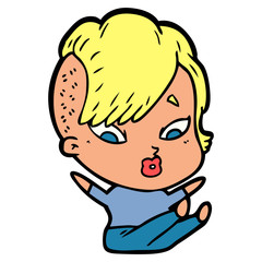 cartoon surprised girl falling over