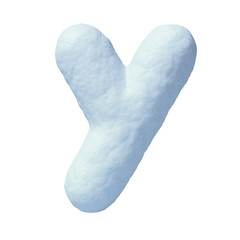 Snow font 3d rendering letter Y