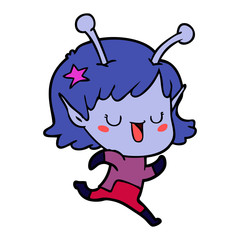 happy alien girl cartoon