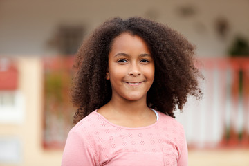 Happy African American girl with afro hair