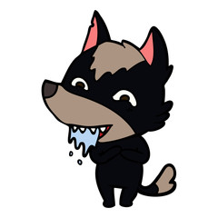 cartoon hungry wolf
