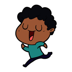 laughing cartoon man running