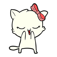 cartoon cat with bow on head