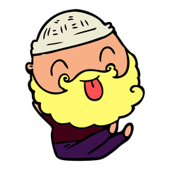 Obraz premium sitting man with beard sticking out tongue
