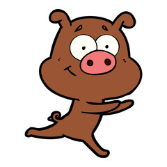 happy cartoon pig