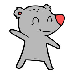 smiling bear pointing