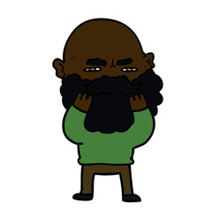 Obraz premium cartoon man with beard frowning checking his beard