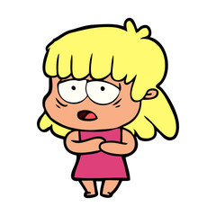 Obraz premium cartoon tired woman