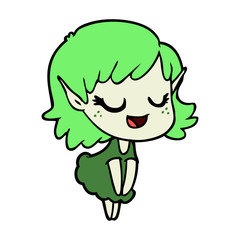 happy cartoon elf girl