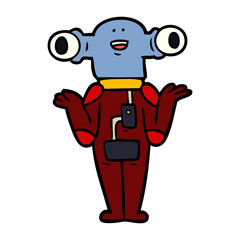 friendly cartoon alien shrugging