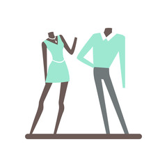 Mannequin in clothes in a mall colorful vector illustration