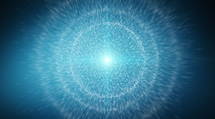 Connections system sphere and datas exchanges 3D rendering