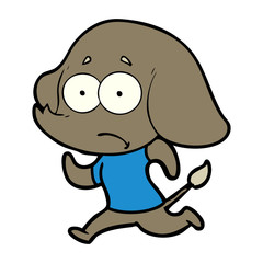 cartoon unsure elephant running away