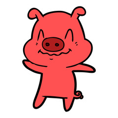 nervous cartoon pig