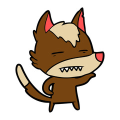 cartoon wolf showing teeth