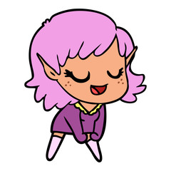 happy cartoon elf girl