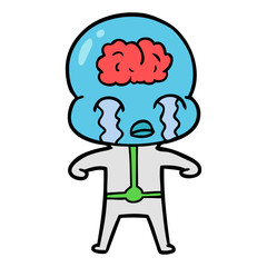 cartoon big brain alien crying