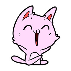 happy cartoon cat meowing