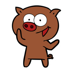 cheerful pig cartoon