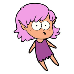 cartoon elf girl floating