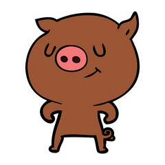 happy cartoon pig