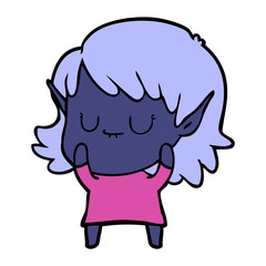 happy cartoon elf girl wearing dress