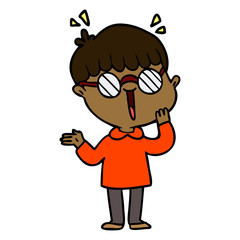 cartoon boy realizing something amazing