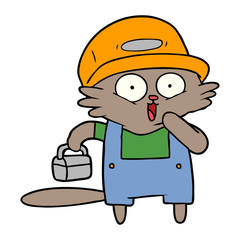 cartoon cat builder stopping for lunch