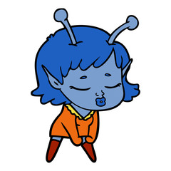 cute alien girl cartoon