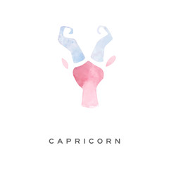 Capricorn zodiac sign, part of zodiacal system watercolor vector illustration isolated on a white background