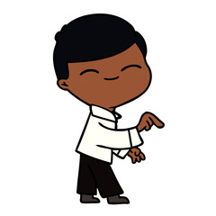 cartoon smiling boy pointing