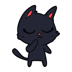 calm cartoon cat considering