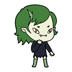 cartoon friendly vampire girl considering