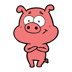 Naklejka na ściany i meble happy cartoon pig