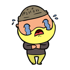 cartoon bearded man crying