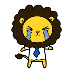 cartoon crying lion wearing shirt and tie
