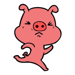 cartoon annoyed pig running