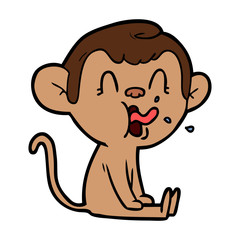 crazy cartoon monkey sitting