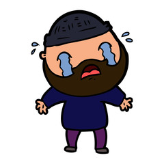 cartoon bearded man crying