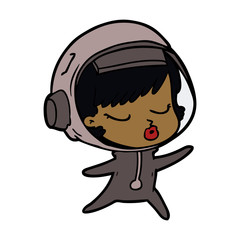 cartoon pretty astronaut girl
