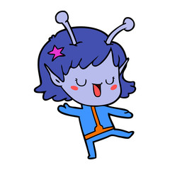 happy alien girl cartoon