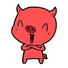 happy cartoon pig