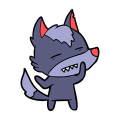 cartoon wolf showing teeth