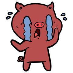 Fototapeta premium crying pig cartoon