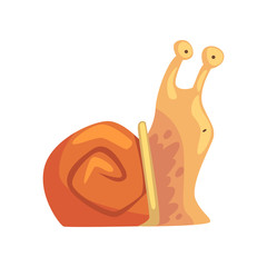 Cute funny snail comic mollusk character cartoon vector Illustration