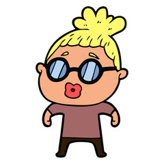 cartoon woman wearing spectacles