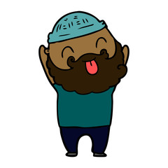 man with beard sticking out tongue