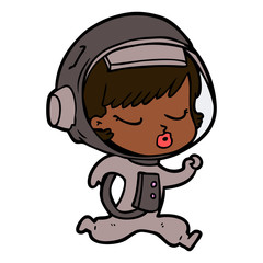 cartoon pretty astronaut girl running