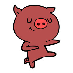 happy cartoon pig dancing