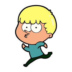 cartoon curious boy running